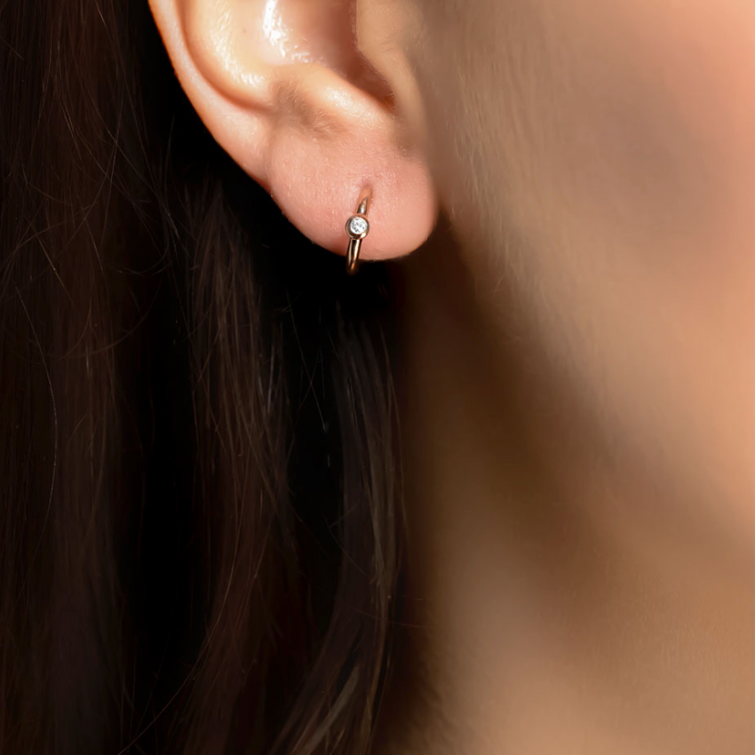 Diamond Solitaire Hoop Earrings