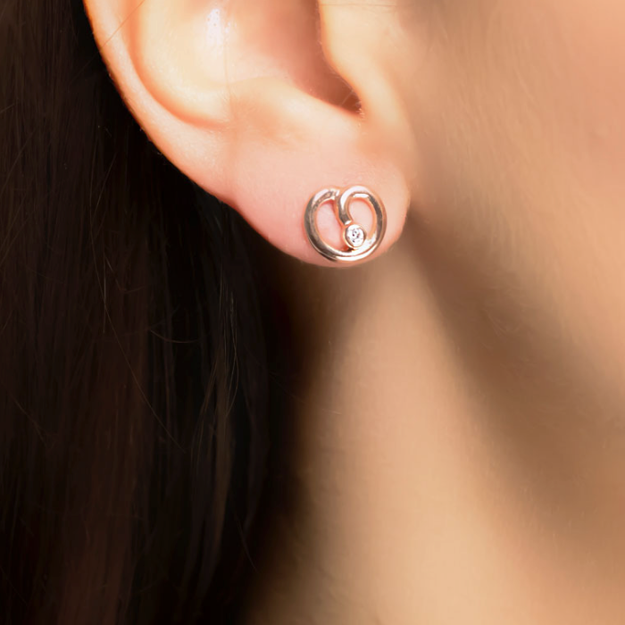 Diamond Spiral Stud Earrings