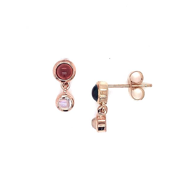 Garnet And Moonstone Drop Earrings