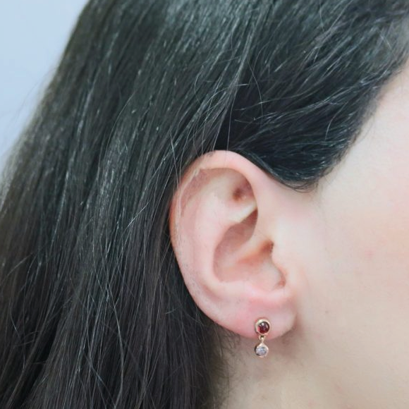 Garnet And Moonstone Drop Earrings