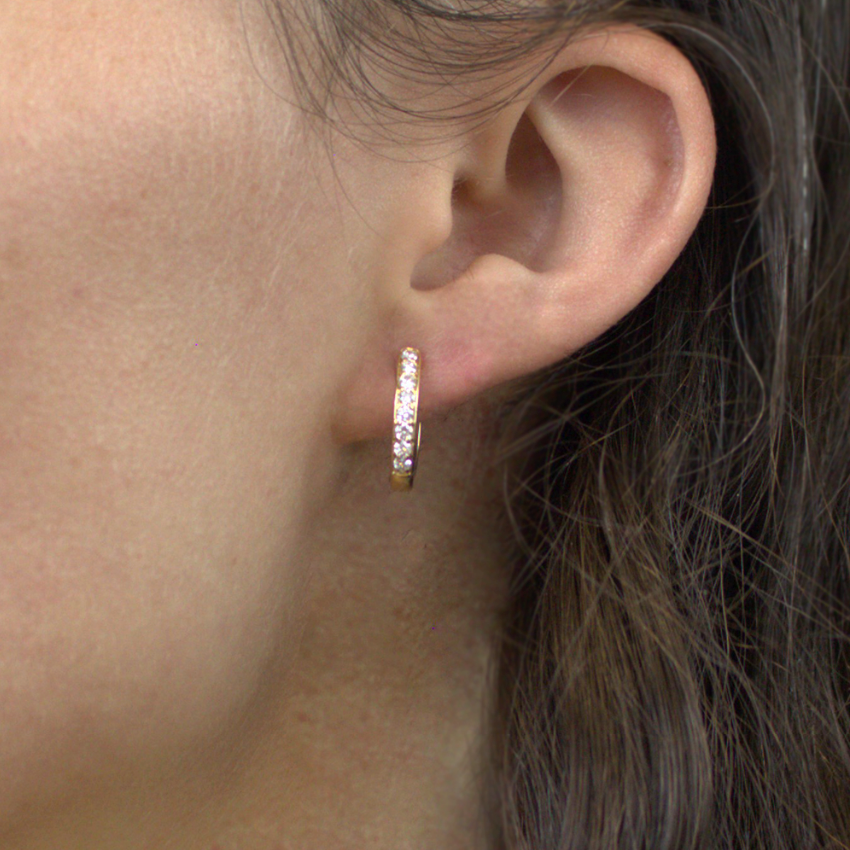 Yellow Gold Diamond Hoop Earrings