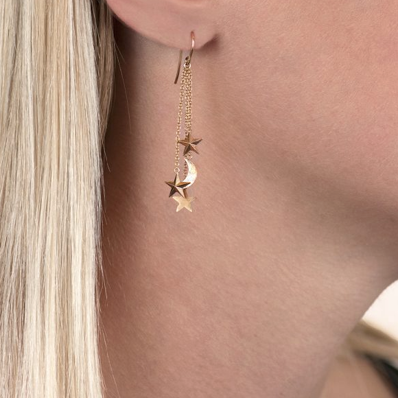 Star And Moon Drop Earrings